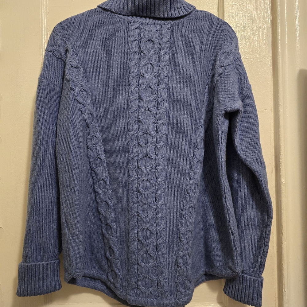L.L. Bean Periwinkle Cable Knit Sweater - Picture 2 of 8